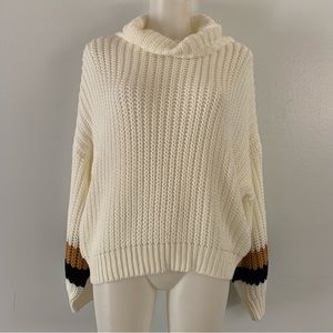 𝅺CREAM Knit Cowl Neck Cropped Oversized Sweater~Size M